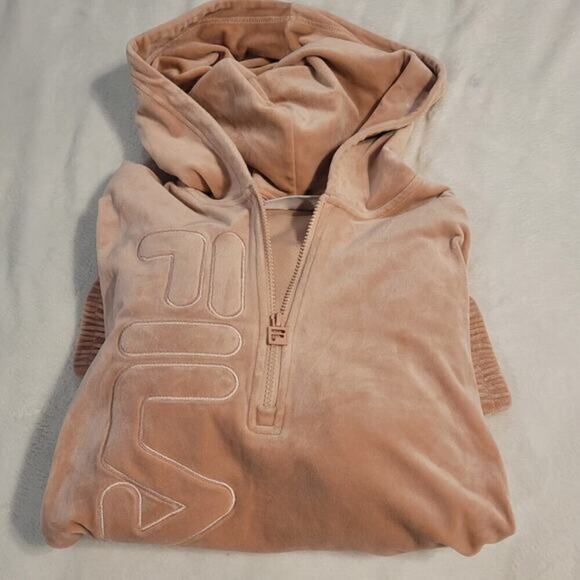 FILA Misty Rose Velour Quarter Zip Pullover Hoodie‎ Women's Size XL - Picture 7 of 16